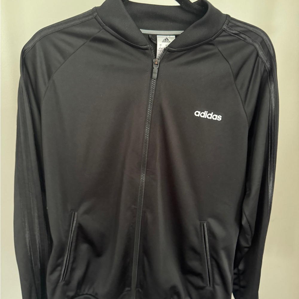 Adidas Black Track Jacket with Signature Stripes